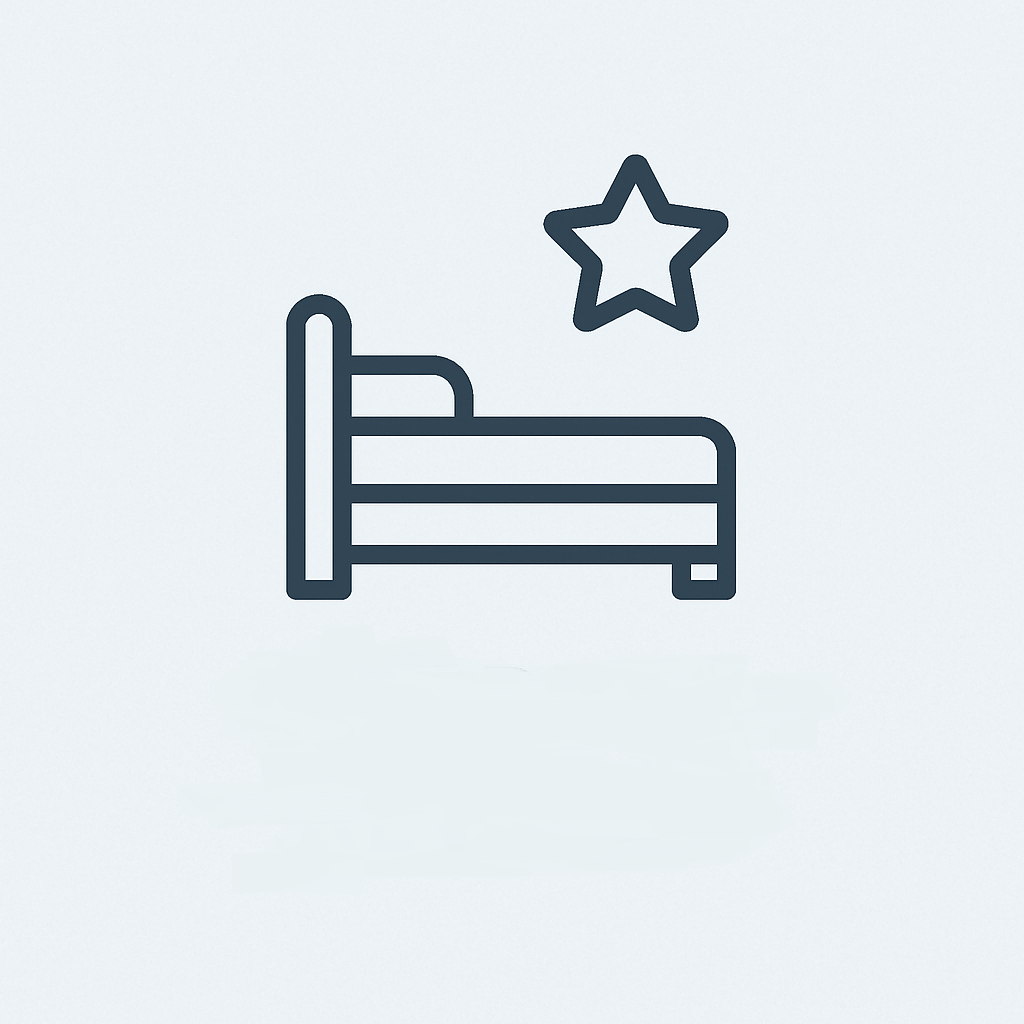 Sleep Tips icon – bed with moon symbol representing nightly routine advice